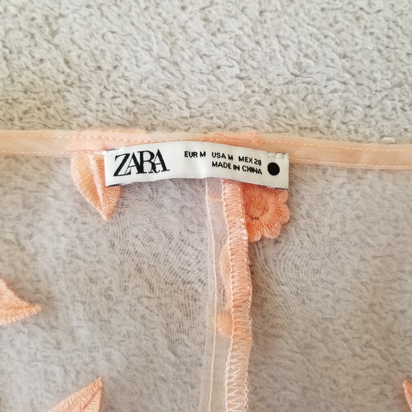 ⭐HOST PICK⭐ZARA Peach Organza Puff Sleeve Crop Top - Picture 7 of 11